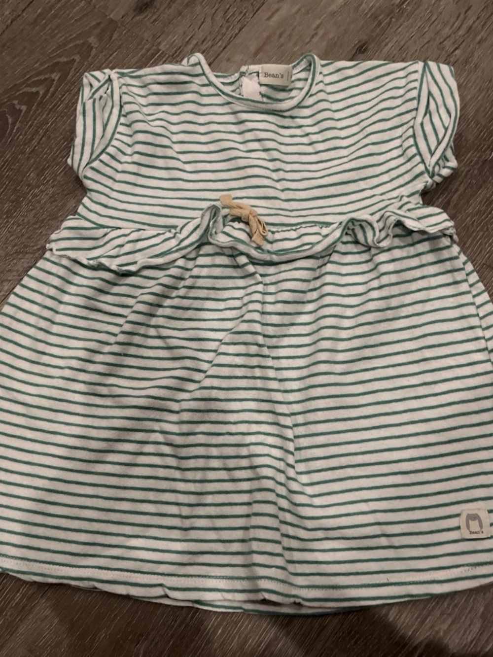 Baby Girls' Green & White Striped Casual Dress by